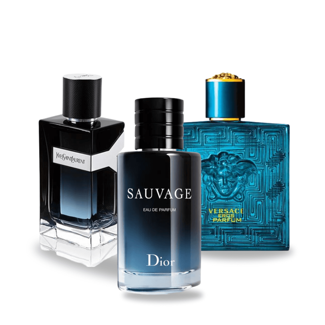 Pack de 3 parfums : DIOR SAUVAGE, Y MEN &amp; VERSACE EROS – 100 ml