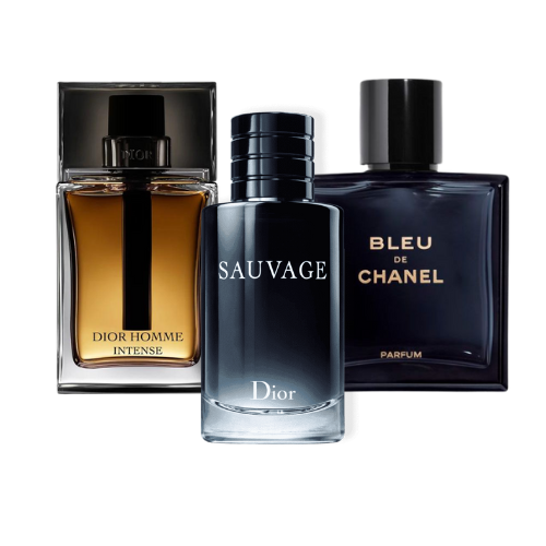 Pack de 3 parfums : Dior SAUVAGE, BLEU DE CHANEL &amp; DIOR HOMME INTENSE - 100 ml 