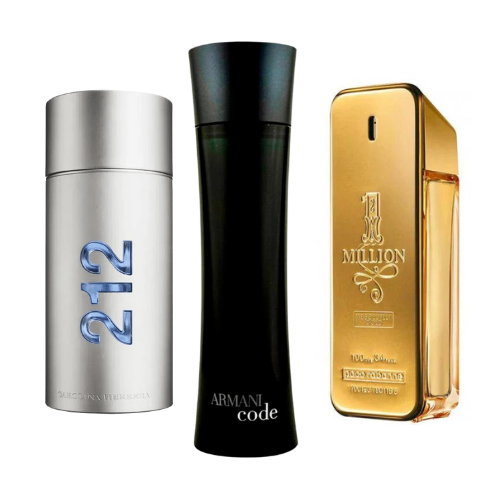 Pack de 3 parfums : 212 MEN NYC, ONE MILLION &amp; ARMANI CODE HOMME – 100 ml