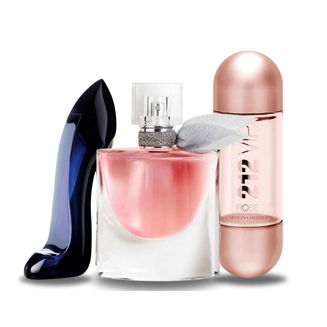 Pack de 3 parfums : GOOD GIRL, LA VIE EST BELLE &amp; 212 VIP ROSÉ – 100 ml