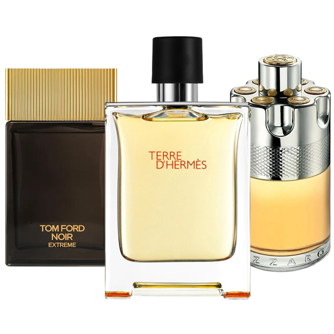 Pack de 3 parfums : TERRE D'HERMÈS, AZZARO WANTED &amp; NOIR EXTREME - 100 ml