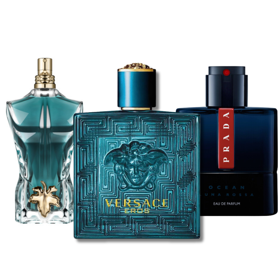 Pack de 3 parfums : PRADA LUNA ROSSA, VERSACE EROS &amp; LE BEAU – 100 ml 